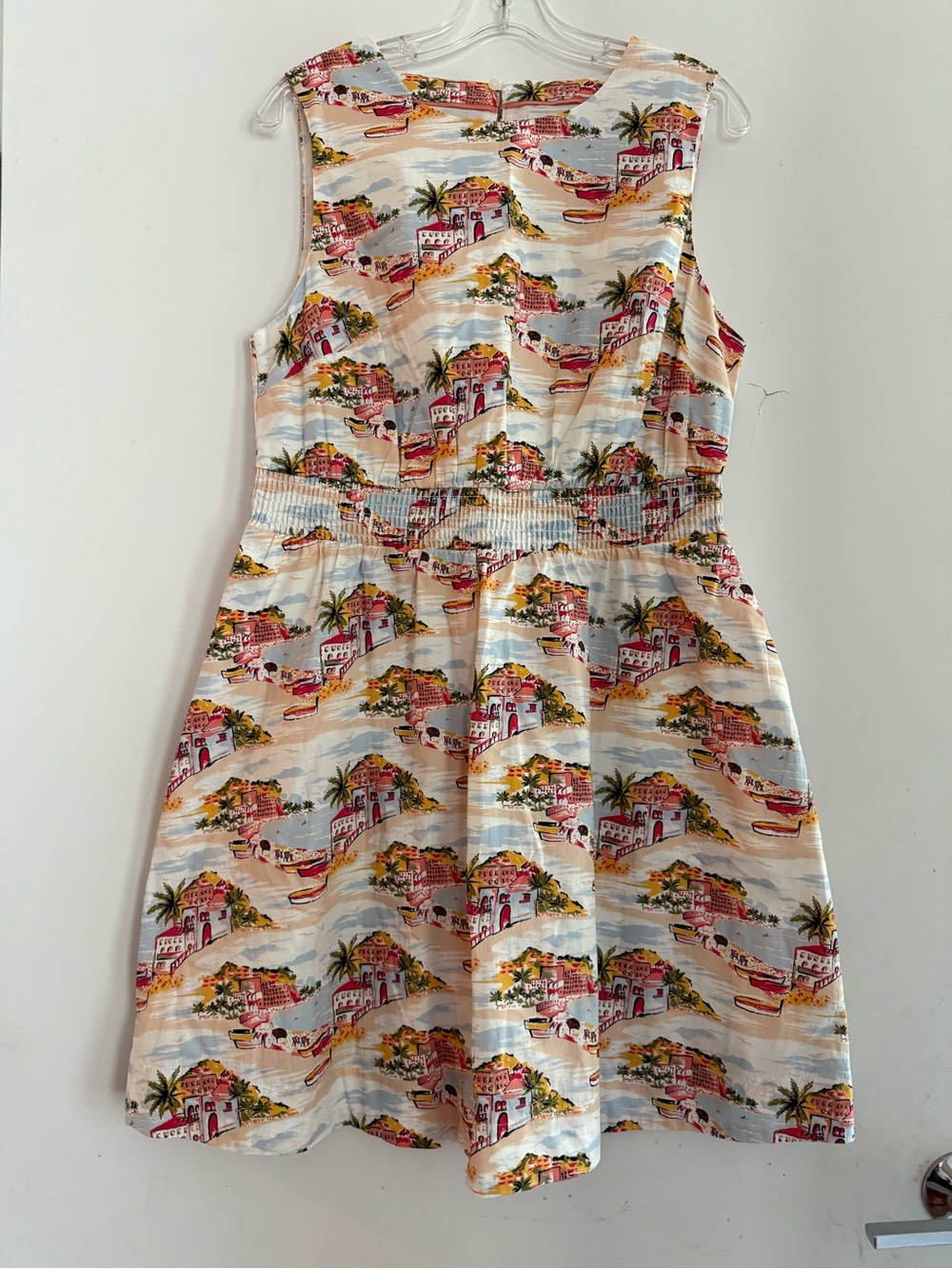 Boden Italian Coastal Town Print Fit And Flare Dress Size 10R - Picture 2 of 5